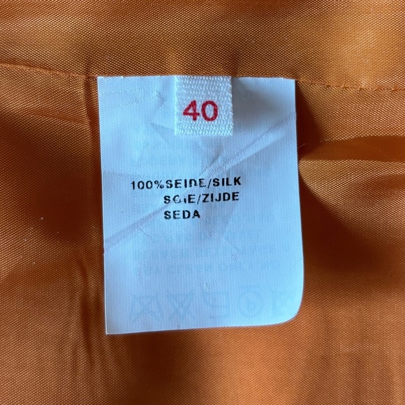Louis Feraud Elegant Orange Pencil Skirt 100% silk sz L - Picture 6 of 13